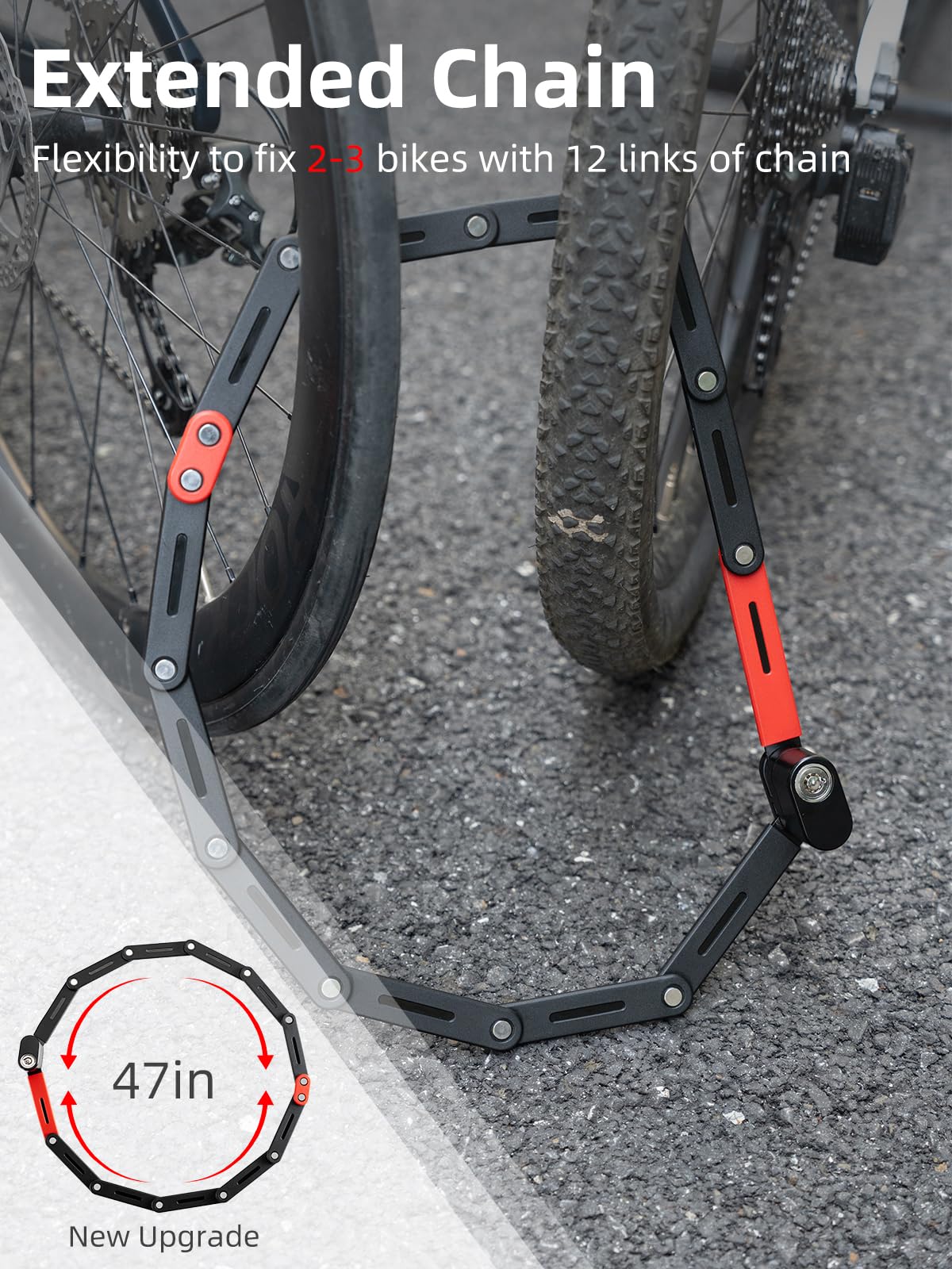 ROCKBROS Folding Heavy Duty Anti Theft  Bike Lock 120cm/47.24inch with 2 Keys