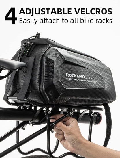 ROCKBROS Hard Shell Bike Rack Bag Waterproof 9L Capacity with Shoulder Strap