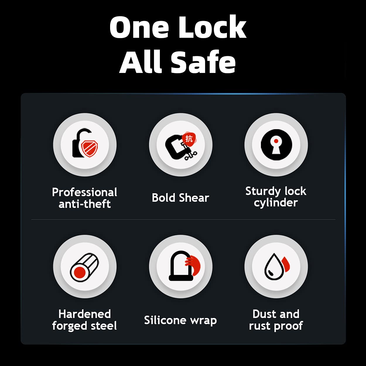 ROCKBROS Heavy Duty Anti Theft Bike U Lock for Bikes eBikes Motorcycles Scooters