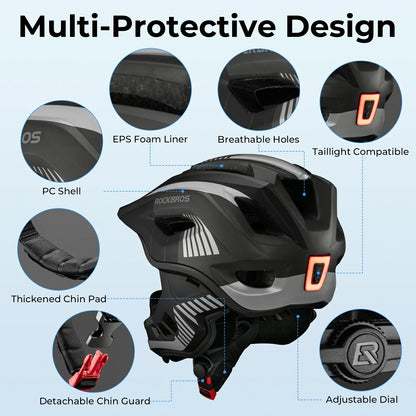 ROCKBROS Kids Full Face Helmet Detachable for Youth Child Boys Girls Ages 3-16