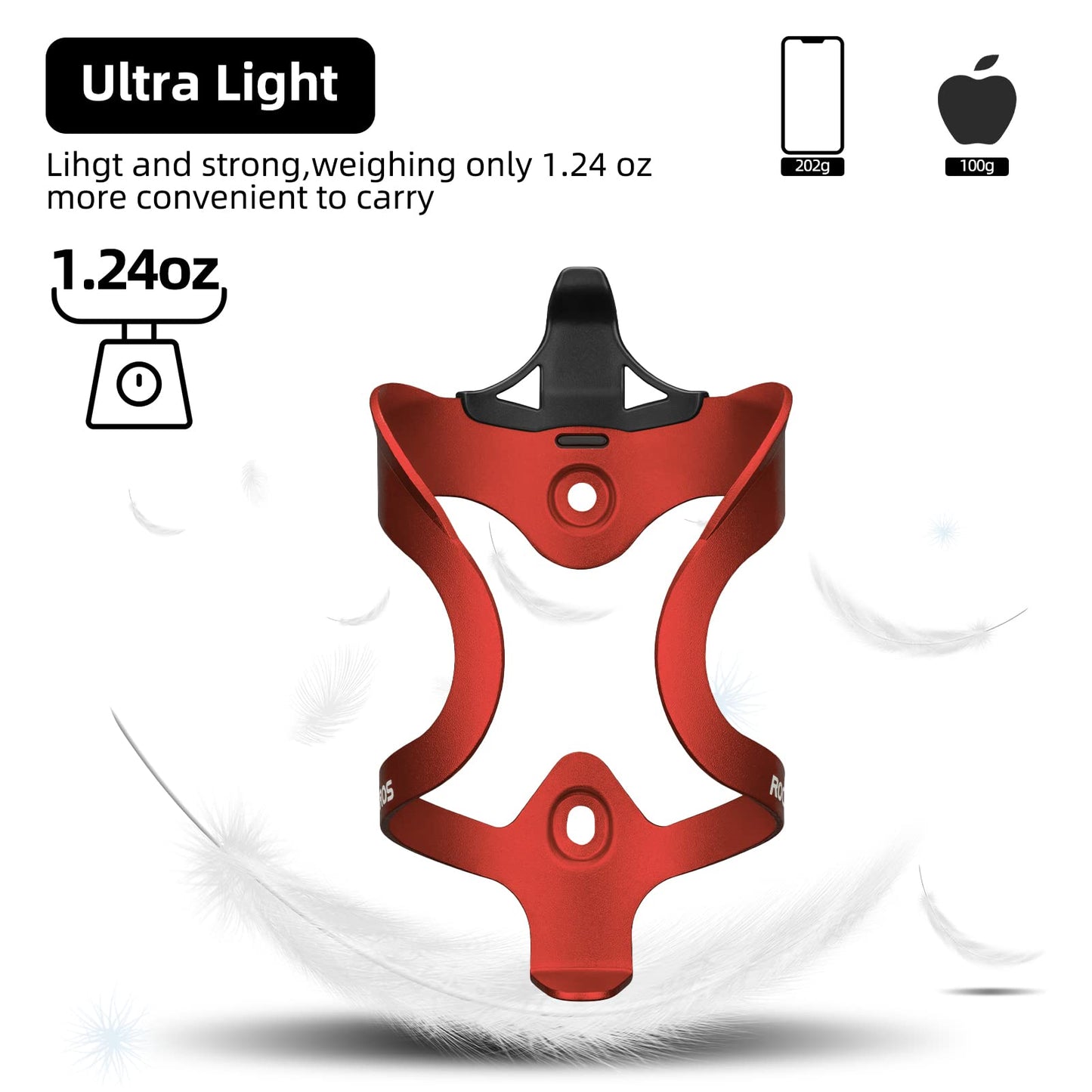 ROCKBROS Lightweight Alloy Bike Water Bottle Holder for Road  Mountain Bikes