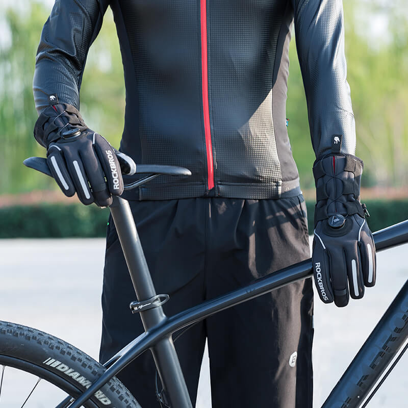 Long Finger Gloves with Fleece Lining & Lock Clip