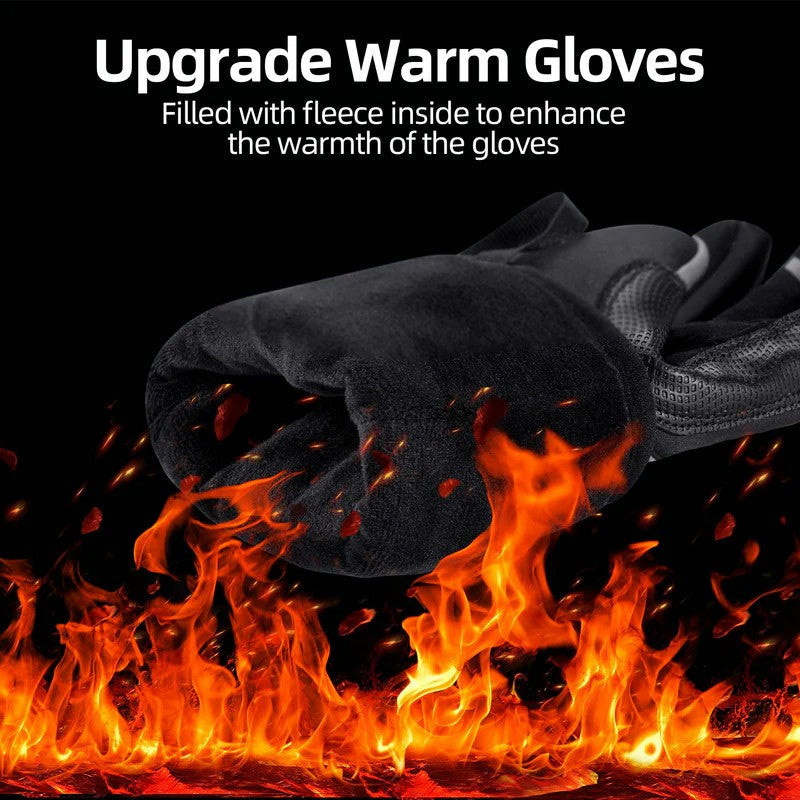 Long Finger Gloves with Fleece Lining & Lock Clip