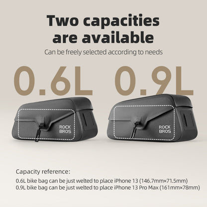 ROCKBROS Magnetic 100% Waterproof Bike Top Tube Frame Bag 0.6L/0.9L