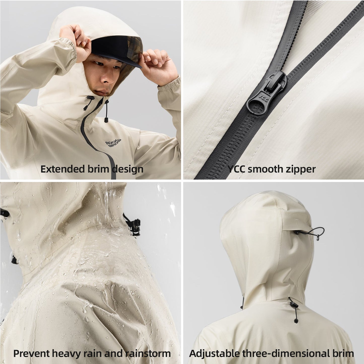 ROCKBROS Men's Cycling Running Windbreaker Windproof Jacket Lightweight High Visibility