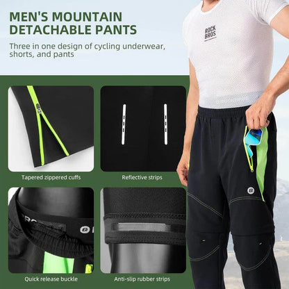 Men's 3-in-1 Convertible Cycling Pants With Padded