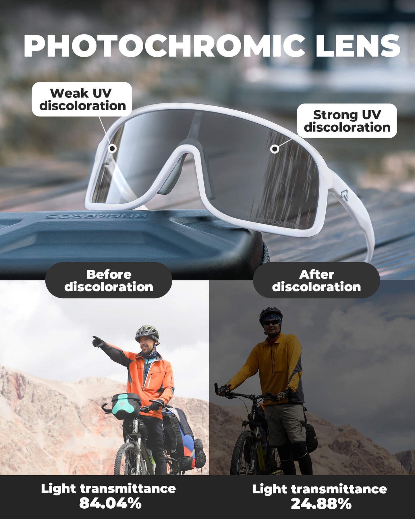 Photochromic Cycling Glasses with Anti-Fog & UV Protection