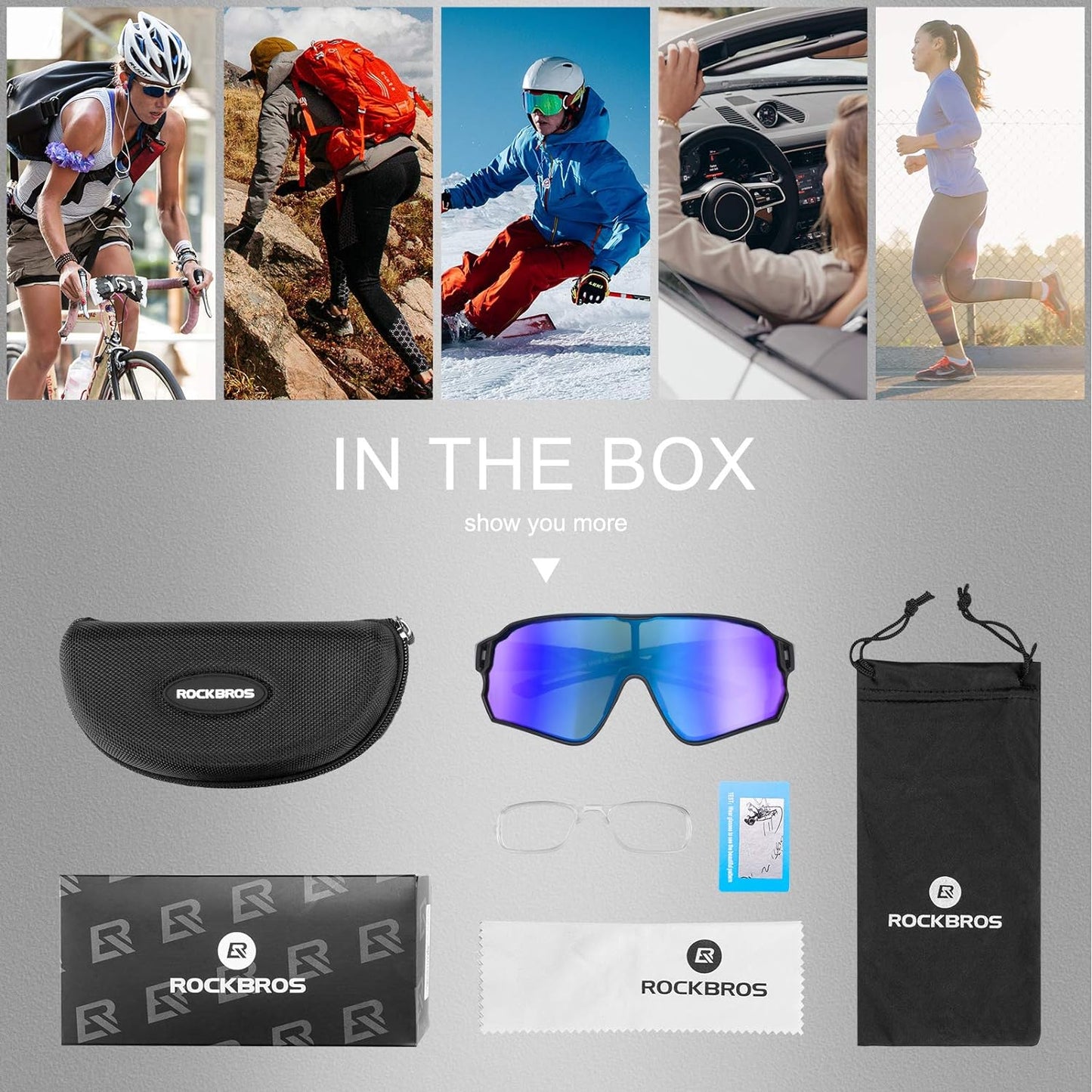 ROCKBROS Polarized Sunglasses UV Protection for Women Men Cycling