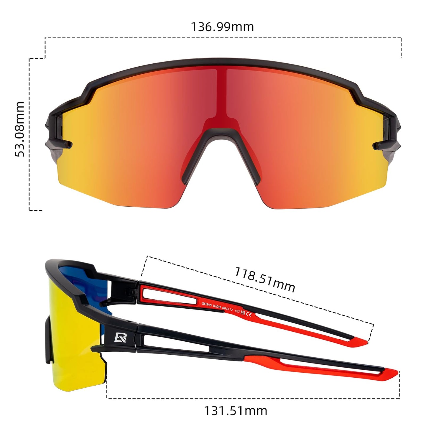 ROCKBROS Polarized Youth Kids UV400 Cycling Sports Sunglasses for Boys Girls Age 8-14