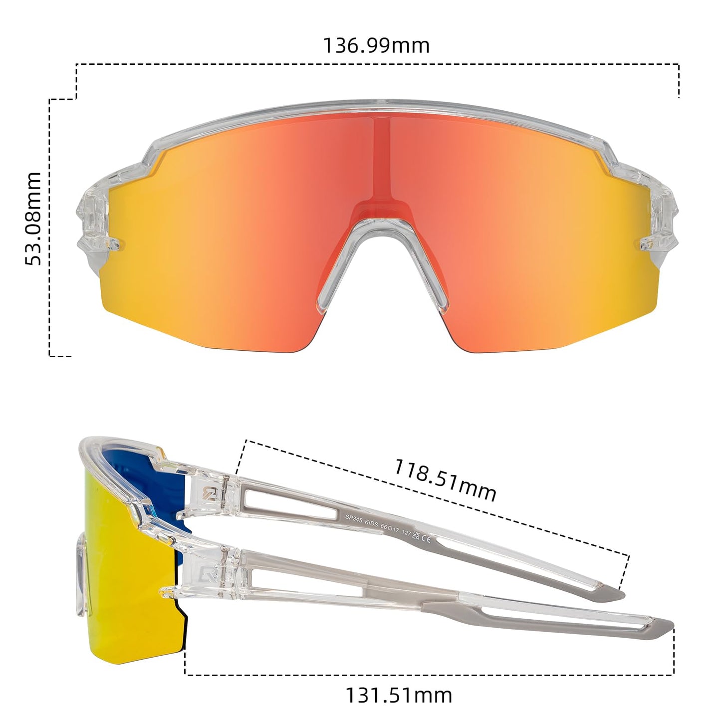 ROCKBROS Polarized Youth Kids UV400 Cycling Sports Sunglasses for Boys Girls Age 8-14
