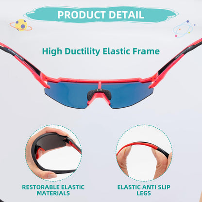 ROCKBROS Polarized Youth Kids UV400 Cycling Sports Sunglasses for Boys Girls Age 8-14