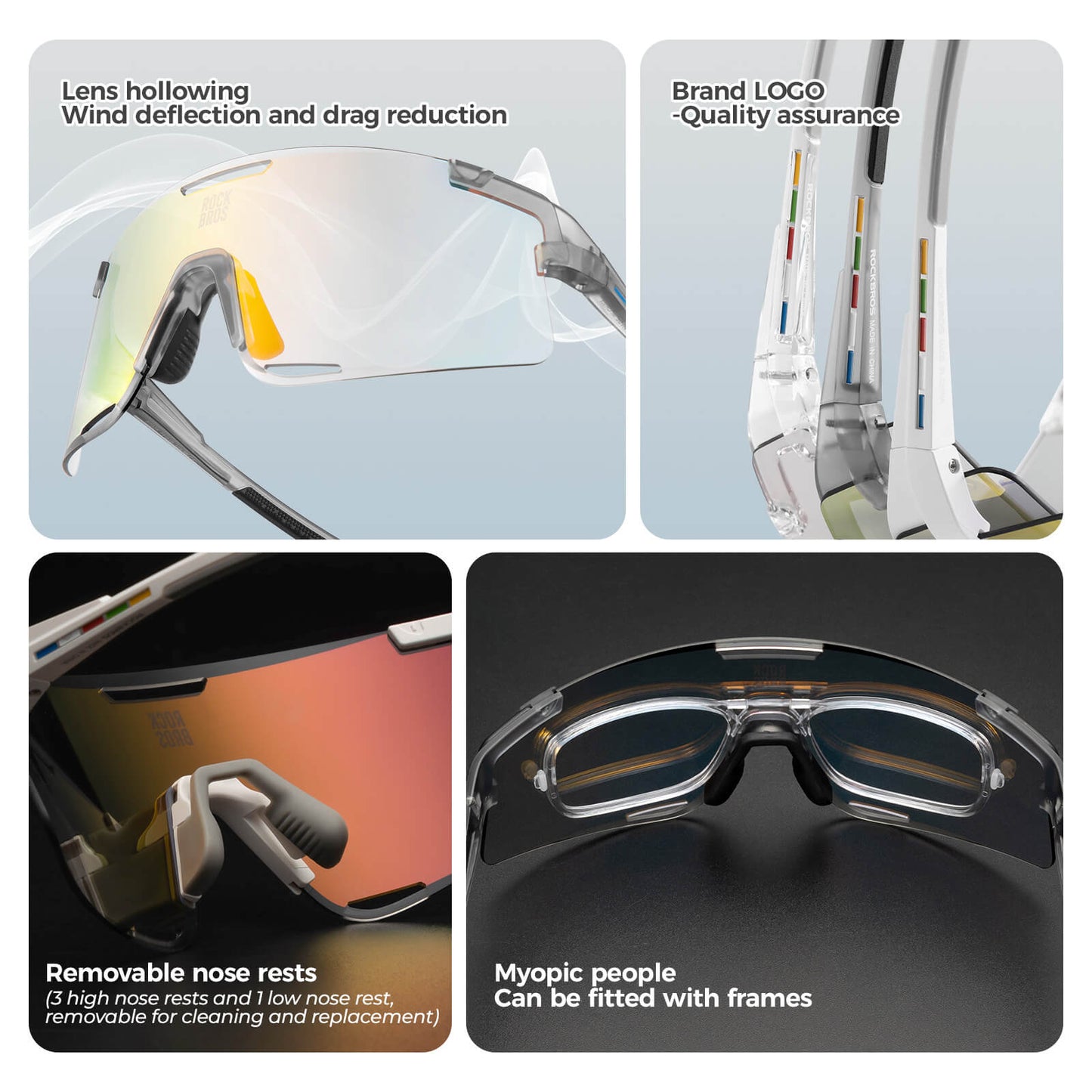 ROAD-TO-SKY BOUNDLESS Photochromic Cycling Glasses 3 Lens Set