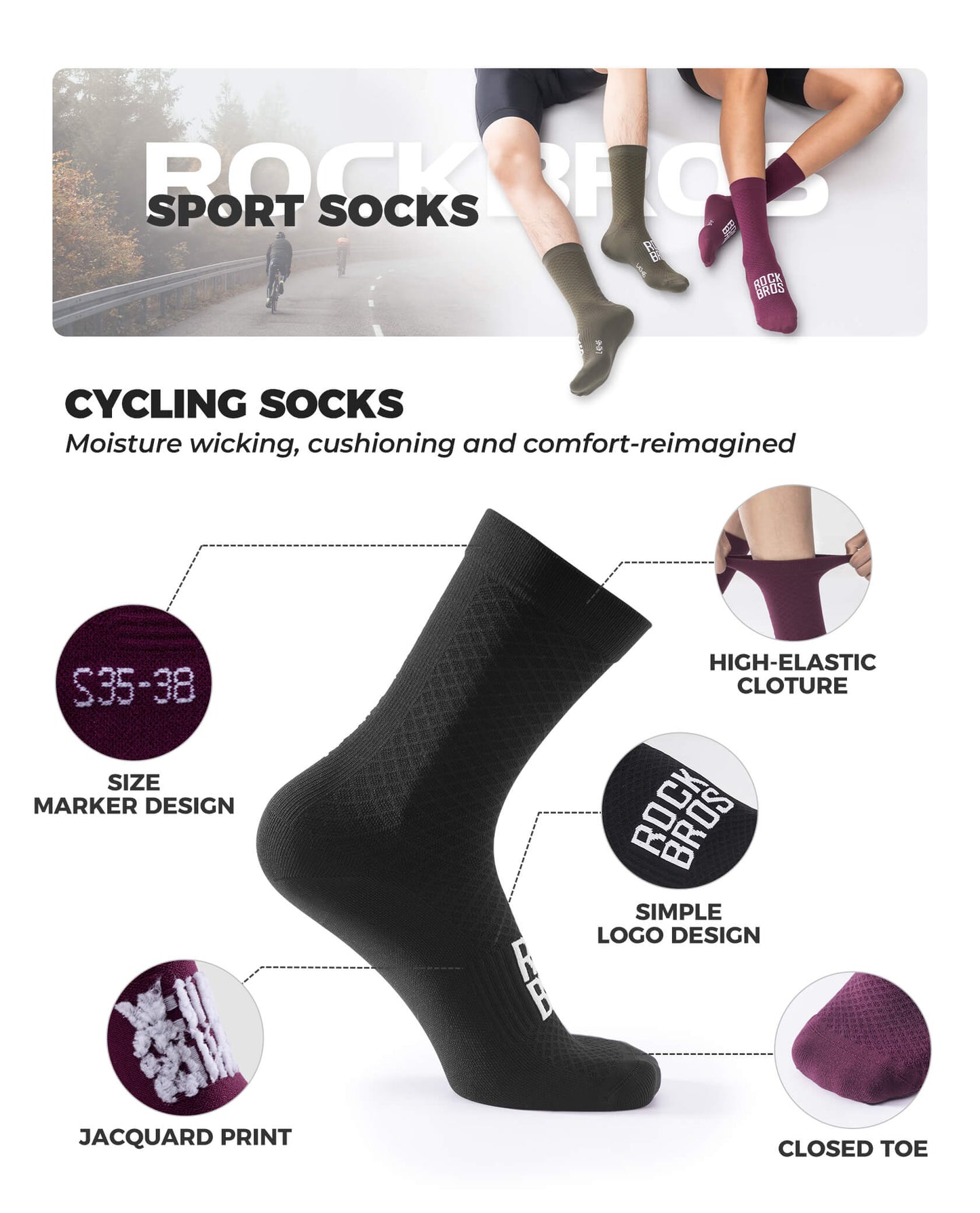 ROAD-TO-SKY Breathable Cycling Socks