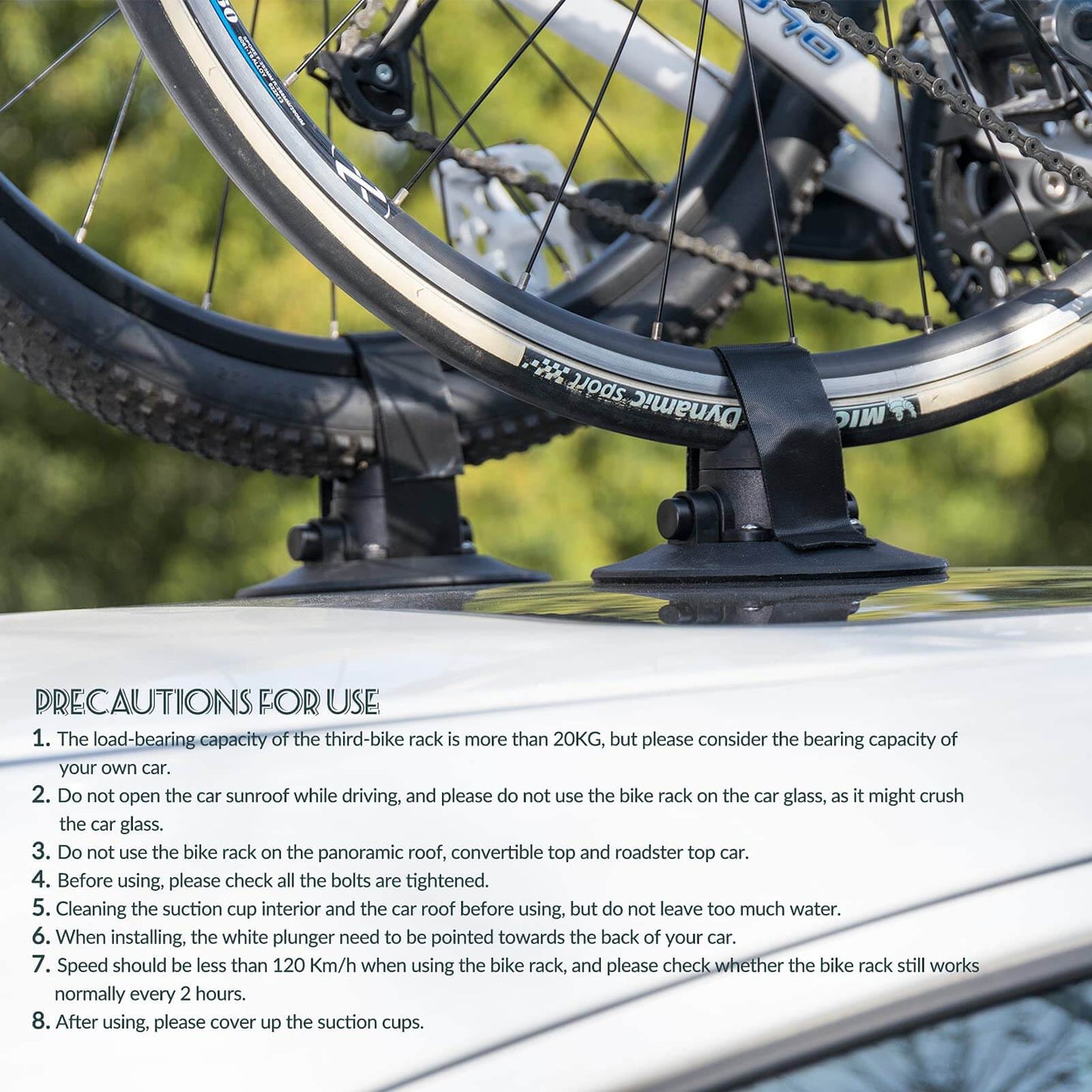 Suction Cup Bike Rack for Car Roof Quick Release Roof Mounted Carrier