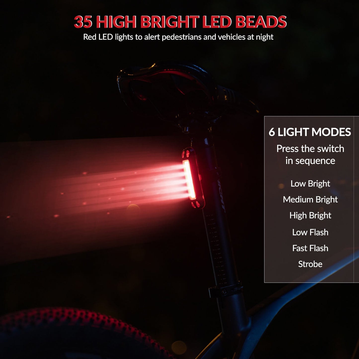 Rear Bike Light USB Rechargeable