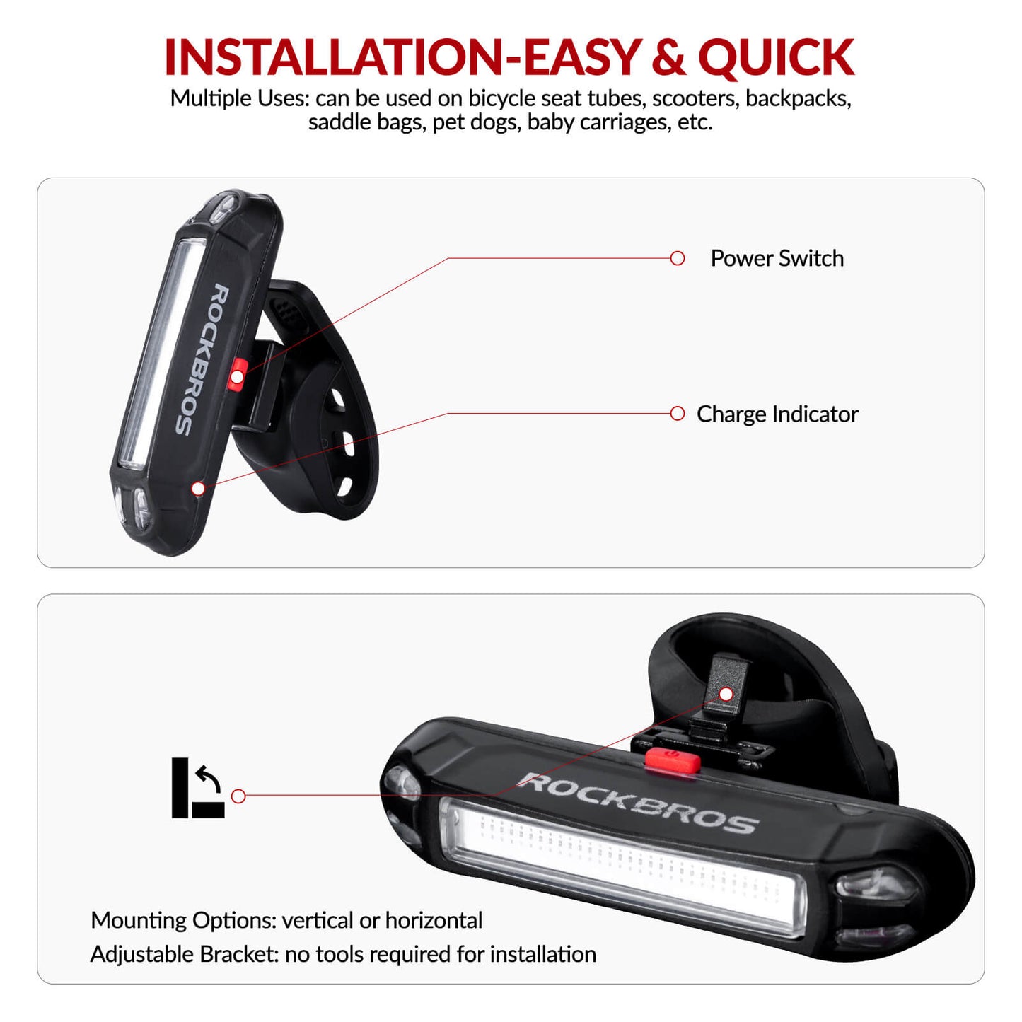 Rear Bike Light USB Rechargeable