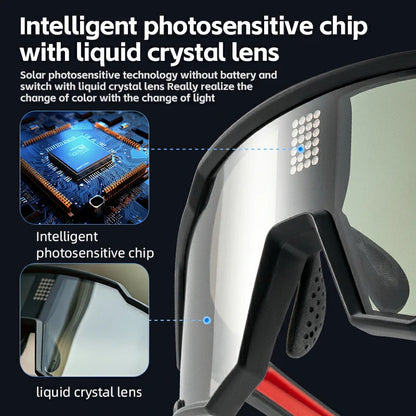 ROCKBROS UV400 Cycling Sunglasses Electronic Photochromic Color Changing