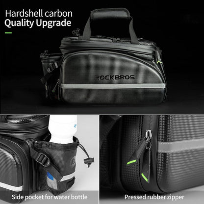ROCKBROS Bike Rack Bag Waterproof Carbon Leather Rear Seat Cargo Pack 34L