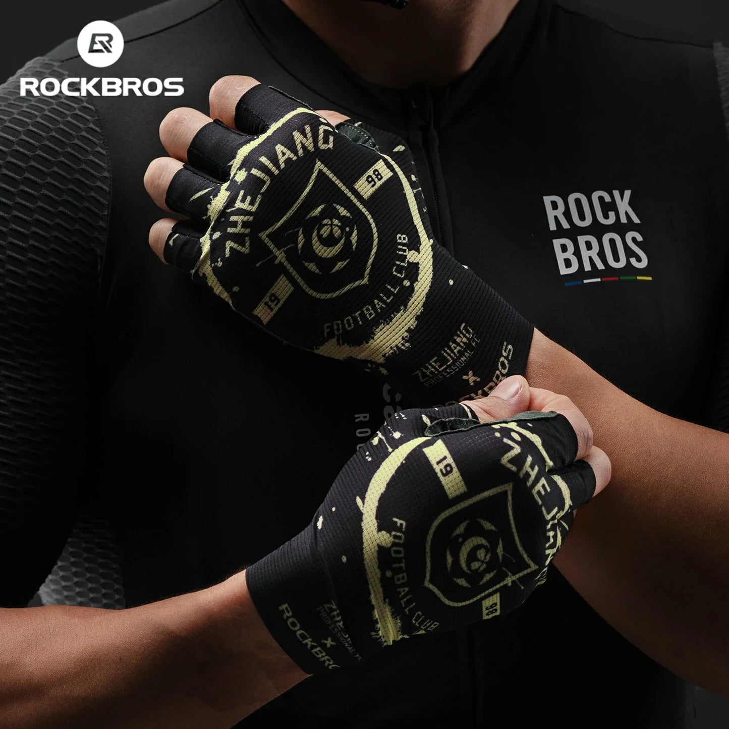 ROCKBROS × Zhejiang Professional FC Limited Edition Half-Finger Cycling Gloves