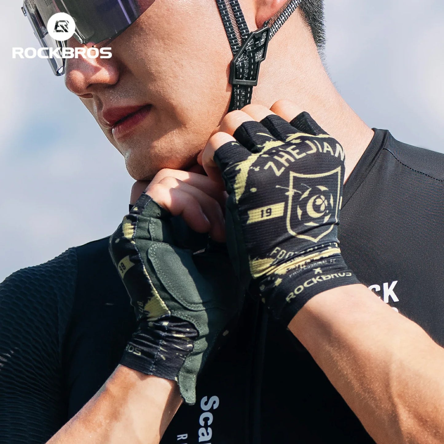 ROCKBROS × Zhejiang Professional FC Limited Edition Half-Finger Cycling Gloves