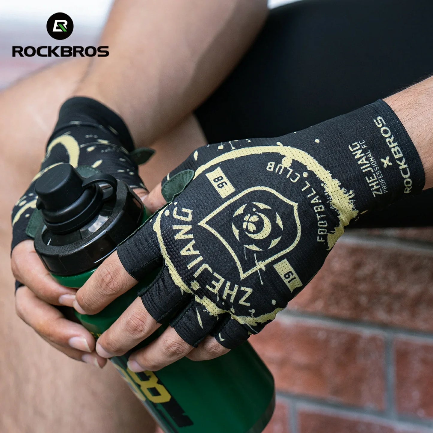 ROCKBROS × Zhejiang Professional FC Limited Edition Half-Finger Cycling Gloves
