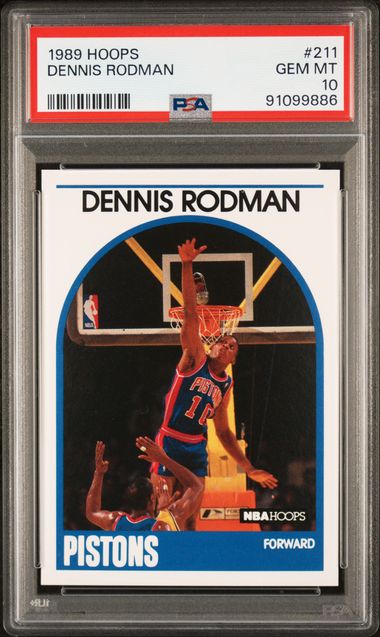 Graded 1989 Hoops Dennis Rodman #211 2nd Year Basketball Card PSA 10 Gem Mint