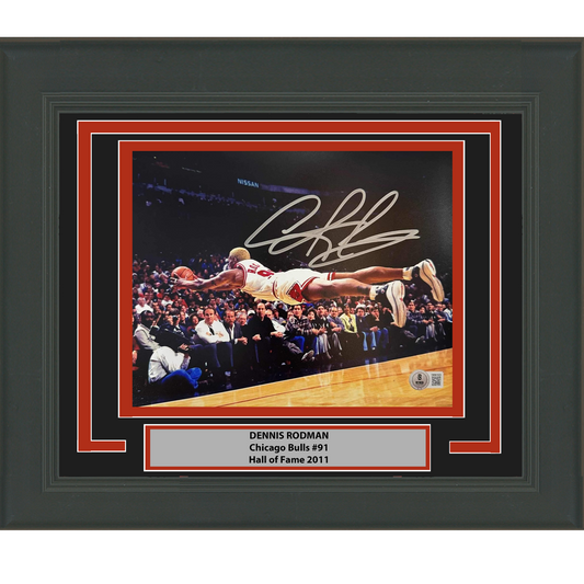 Framed Autographed/Signed Dennis Rodman Chicago Bulls 16x20 Basketball Photo Beckett BAS COA