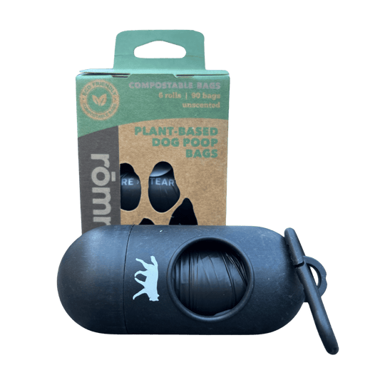 Compostable Dog Poop Bags + Bamboo Dispenser