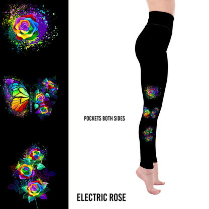 Rainbow Rose Butterfly Leggings