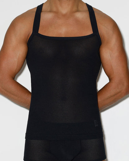 Rough Knit Tank Black