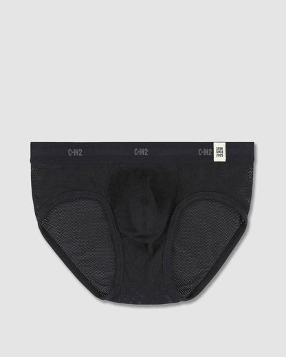 Rough Knit Mid Rise Brief Black