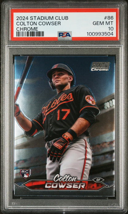 Graded 2024 Topps Stadium Club Colton Cowser #86 Chrome Rookie RC Baseball Card PSA 10 Gem Mint