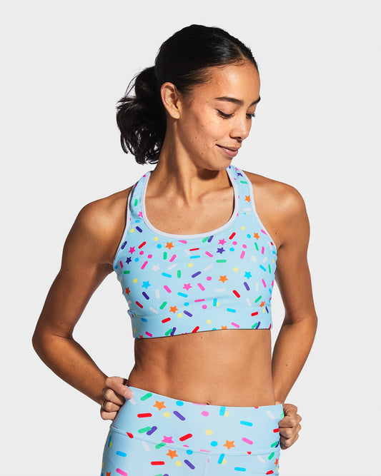Sprinkle Me Blue Sports Bra
