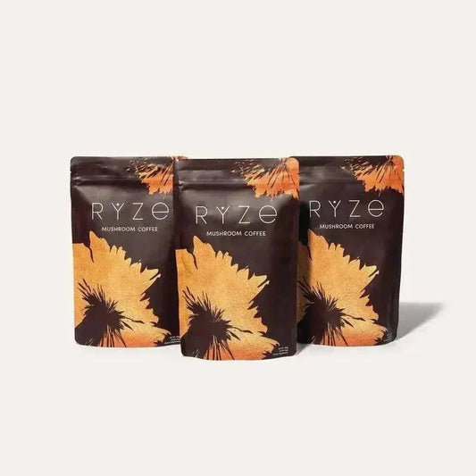 RYZE Mushroom Coffee Pack of 3 | 6 Adaptogenic Mushrooms | Organic | Instant Coffee | MCT Oil | Better Energy, Focus, Digestion, Immunity | Cordyceps, Lion’s Mane, Shiitake, Reishi, Turkey Tail, King Trumpet