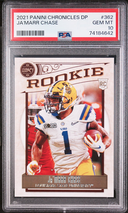 Graded 2021 Panini Chronicles Draft Picks Ja'Marr Chase #362 Rookie RC Football Card PSA 10 Gem Mint