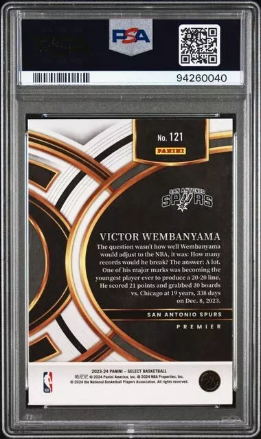 Graded 2023 Panini Select Victor Wembanyama #121 Rookie RC Basketball Card PSA 10 Gem Mint
