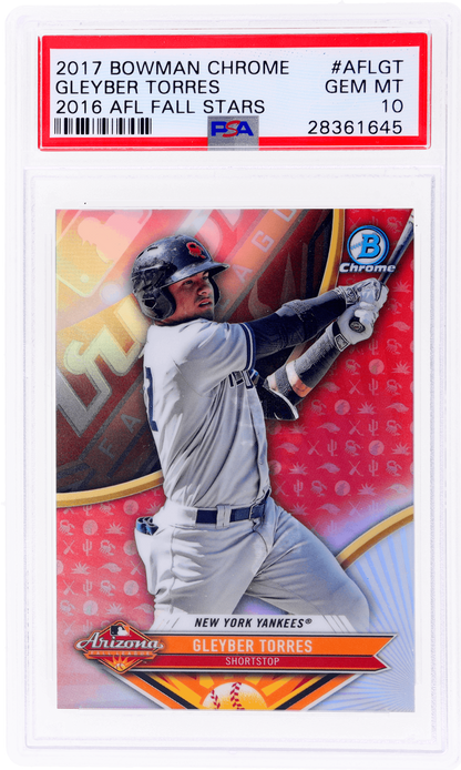 Graded 2017 Topps Bowman Chrome Gleyber Torres #AFLGT 2016 AFL Fall Stars Rookie RC Baseball Card PSA 10 Gem Mint