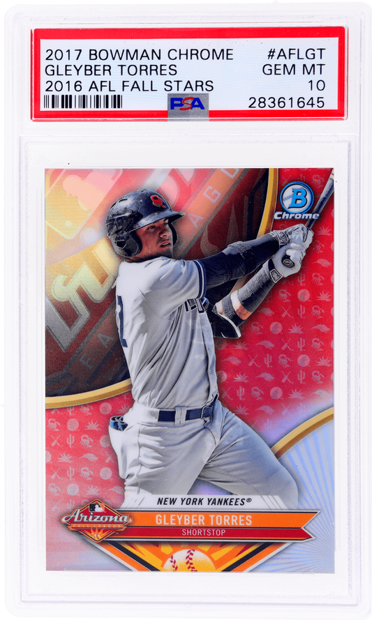 Graded 2017 Topps Bowman Chrome Gleyber Torres #AFLGT 2016 AFL Fall Stars Rookie RC Baseball Card PSA 10 Gem Mint