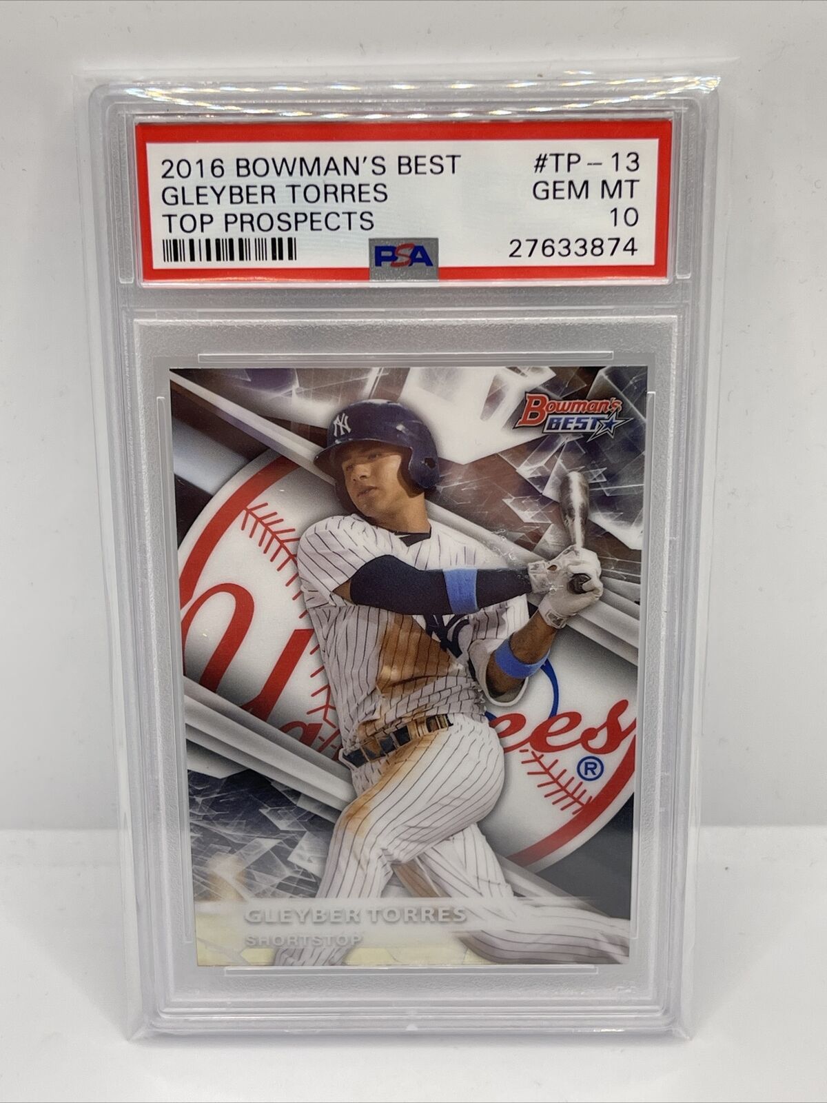 Graded 2016 Topps Bowmans Best Gleyber Torres #TP13 Top Prospects Rookie RC Baseball Card PSA 10 Gem Mint