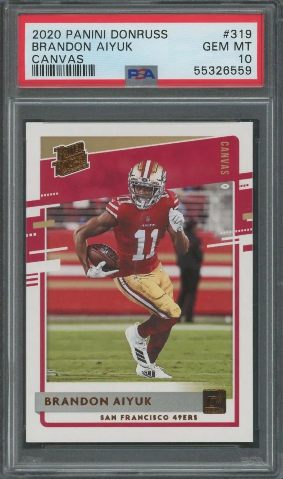 Graded 2020 Panini Donruss Brandon Aiyuk #319 Canvas Rookie RC Football Card PSA 10 Gem