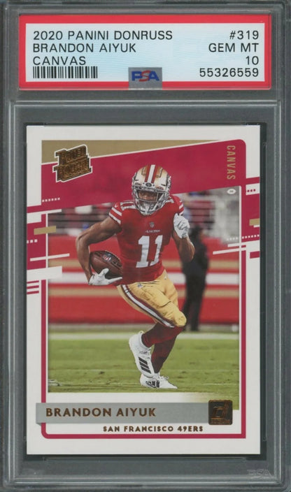 Graded 2020 Panini Donruss Brandon Aiyuk #319 Canvas Rookie RC Football Card PSA 10 Gem