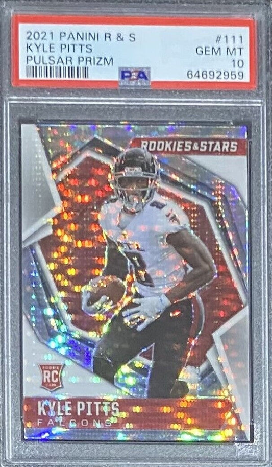Graded 2021 Panini Rookie & Stars Kyle Pitts #111 Pulsar Prizm Rookie RC Football Card PSA 10 Gem Mint
