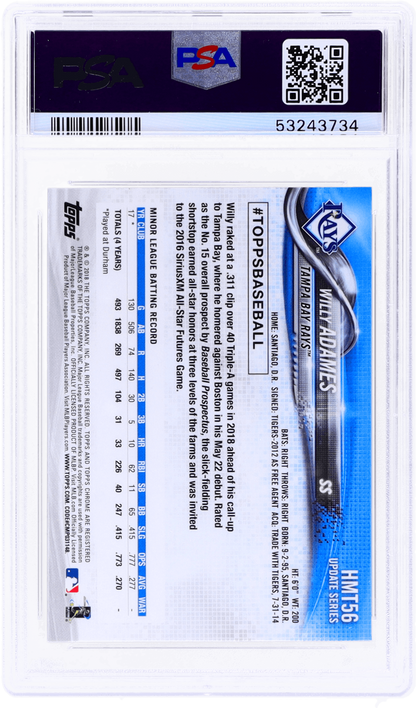 Graded 2018 Topps Chrome Willy Adames #HMT56 Update Rookie RC Baseball Card PSA 10 Gem Mint