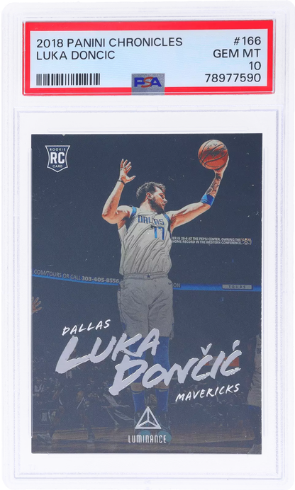 Graded 2018 Panini Chronicles Luka Doncic #166 Rookie RC Basketball Card PSA 10 Gem Mint