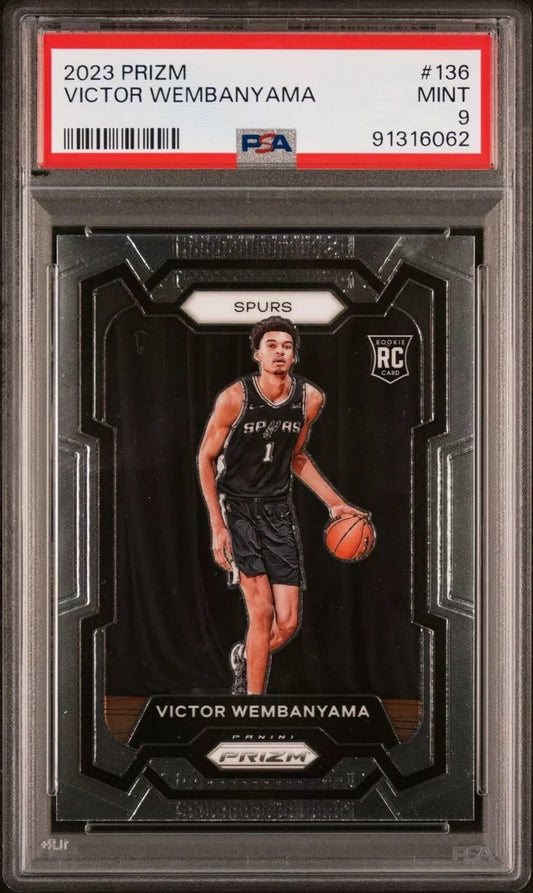 Graded 2023 Panini Prizm Victor Wembanyama #136 Rookie RC Basketball Card PSA 9 Mint