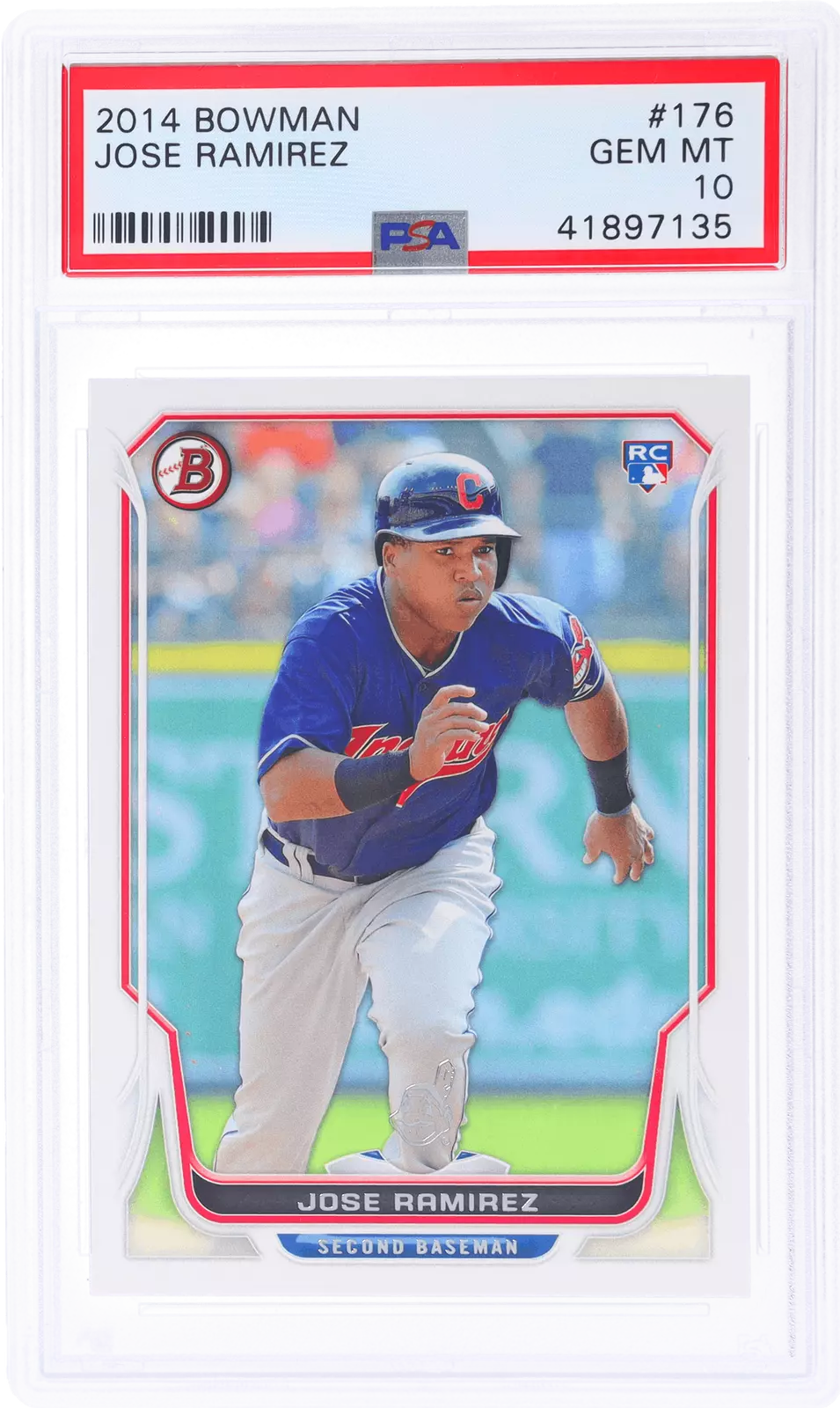 Graded 2014 Topps Bowman Jose Ramirez #176 Rookie RC Baseball Card PSA 10 Gem
