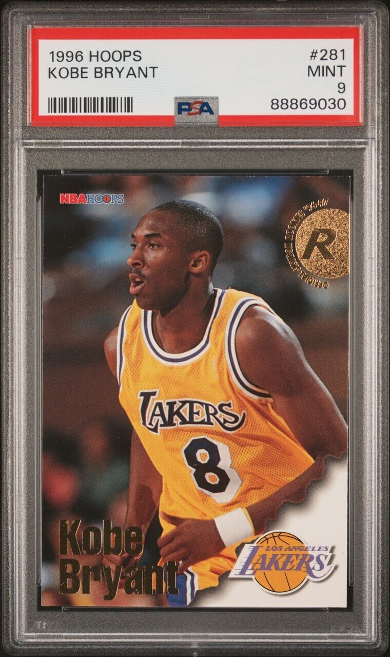 Graded 1996 Fleer Hoops Kobe Bryant #281 Rookie RC Basketball Card PSA 9 Mint