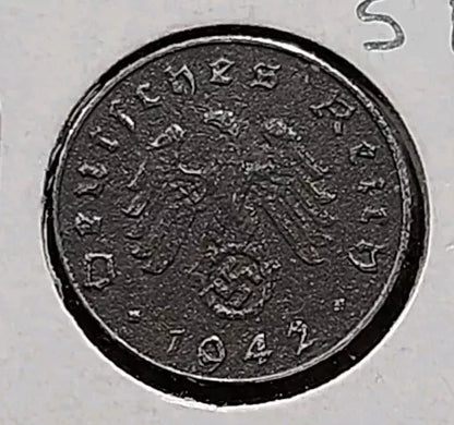 1942 F Nazi Germany 5 Pfennig Very Fine