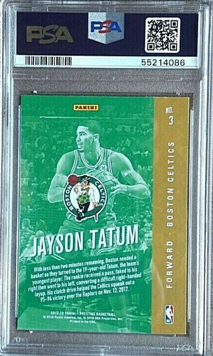 Graded 2017 Panini Prestige Jayson Tatum #3 Rookie Class Rookie RC Basketball Card PSA 10 Gem Mint