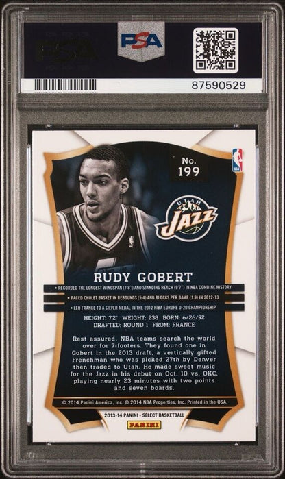 Graded 2013 Panini Select Rudy Gobert #199 Rookie RC Basketball Card PSA 10 Gem Mint